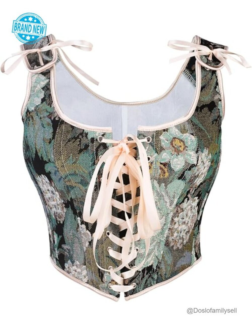 Renaissance Corset Bustier Top with Laced Back for Fairycore